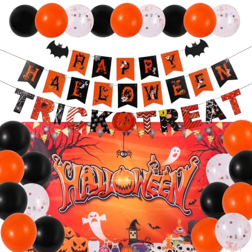 Halloween Party Decorations Set with Banner, Backdrop, Garland & Balloons