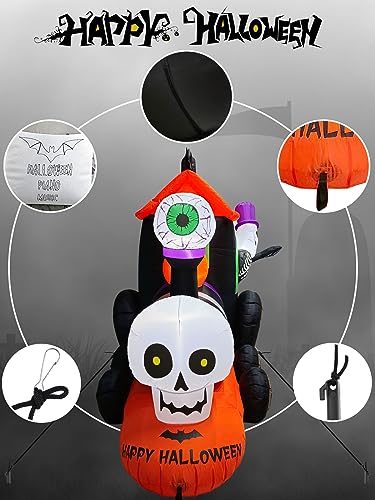 13Ft Halloween Inflatable Train Decoration with Ghost & Pumpkins - Outdoor Yard Decor - Variation of Halloween-Train