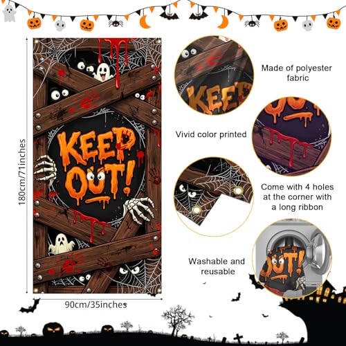 Halloween Door Cover Banner - 35.5x72 Inch Spooky Halloween Decor for Front Door