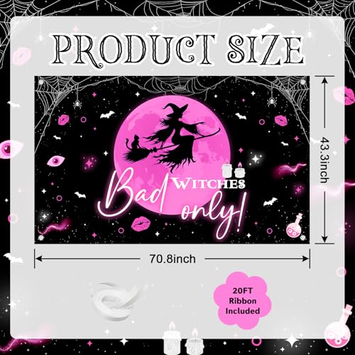 Halloween Banners for Parties - Bad Witches Only Backdrop 6x3.6ft