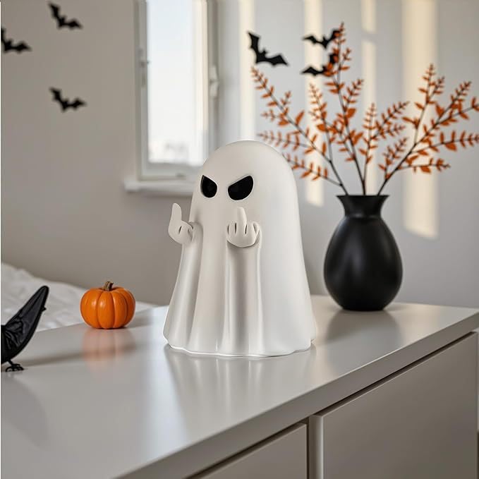 Halloween Ghost Figurine Decoration - Spooky Resin Statue for Home & Garden