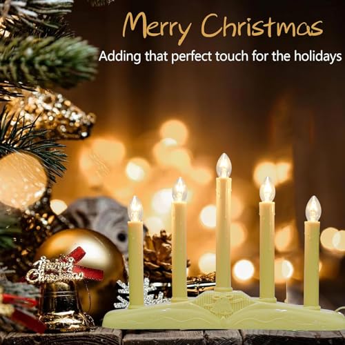 Electric Christmas Window Candle Lamp Set - 5 Ivory Lights with 6 C7 Bulbs - Variation: 5 Lights Ivory / 1 Pack