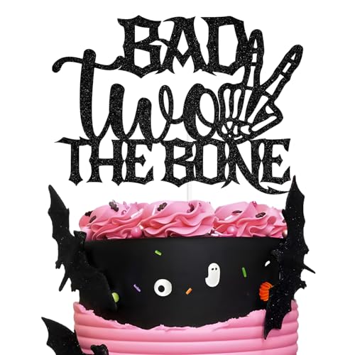 Skull Cake Topper for 2nd Birthday Halloween Party Decorations - Spooky Cake Decor