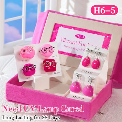 Gel Nail Polish Set 6 Pcs Non-Toxic UV/LED Curing Nail Art Kit for Manicure and DIY