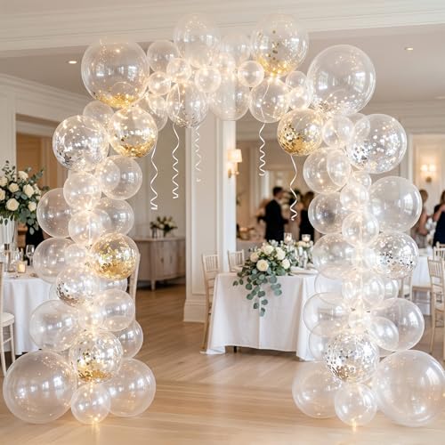 Clear Balloon Garland Kit - 140pcs Transparent Latex Balloons & Ribbons for Party Decor