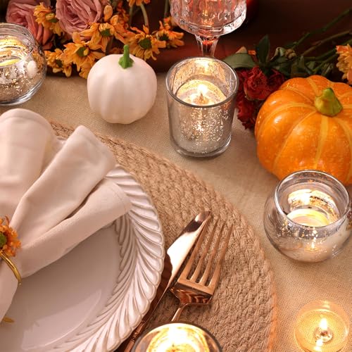 Silver Glass Votive Candle Holders Set - 72pcs Assorted Mercury Finish with Variation Silver (36pcs + 36pcs)