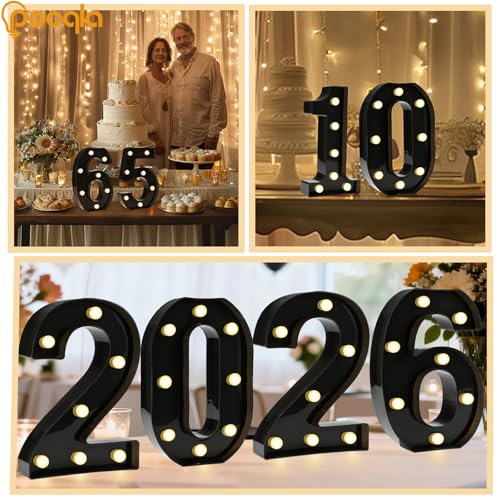 Light Up Number 18 - 8.86 Inch Black Birthday Decoration for Boys