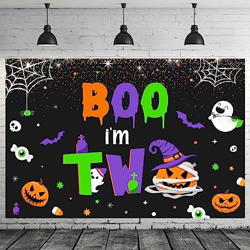 Halloween 2nd Birthday Decorations Balloons Banner Cake Toppers Backdrop Set