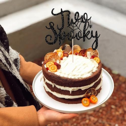 Black Glitter Halloween Birthday Cake Topper Spooky Party Decoration