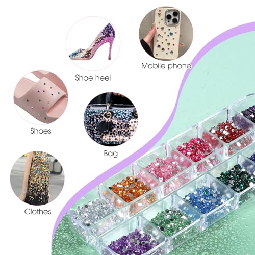 Multicolor Nail Gems Set - 3000pcs 2mm Rhinestones for Nail Art & Crafts
