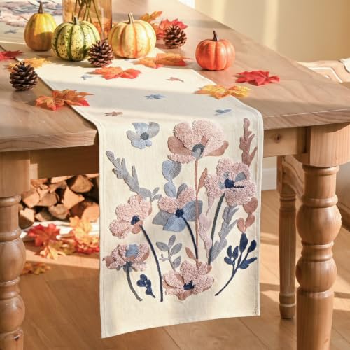 3D Chain Embroidery Table Runner 13x72 Inch - Durable Home Decor