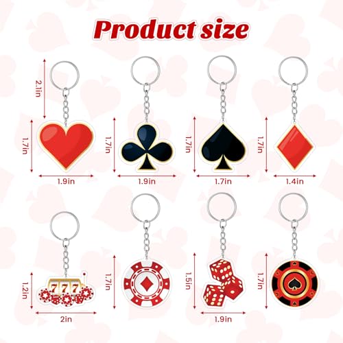 50 Pcs Casino Theme Acrylic Keychains Bulk Party Favors Decorations