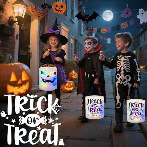 Halloween Light-Up Ghost Candy Bucket Trick or Treat Bag 1 Pack - Reusable Spooky Decor