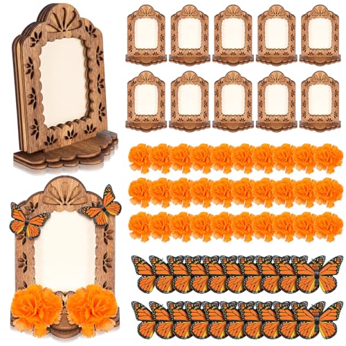Day of the Dead Decoration Kit with Wooden Photo Frames, Marigolds & Butterflies