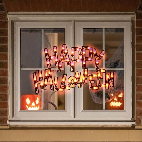 Halloween Window Silhouette Lighted Decoration - Orange - 16 Inch