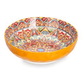 75 Oz Bohemian Style Serving Bowls - Large Porcelain Salad & Soup Dish, Orange Variation