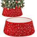 Red Christmas Tree Collar Sequin Tree Skirt 28 Inch Velvet Holiday Decor