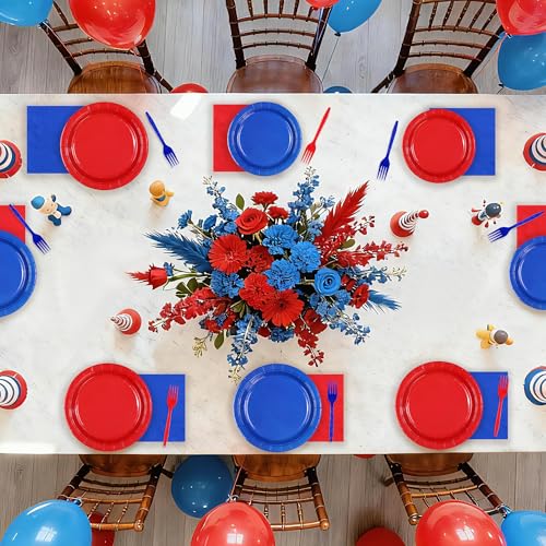 Red & Blue Birthday Party Supplies Set for 24 Guests - Serves 24