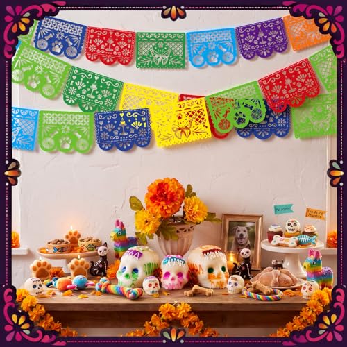 Pet Day of the Dead Banner Set - 6 Vinyl Decorations for Celebrations