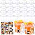 Halloween Candy Buckets Set with Stickers - 20 Plastic Pails with Handle, 34oz Capacity