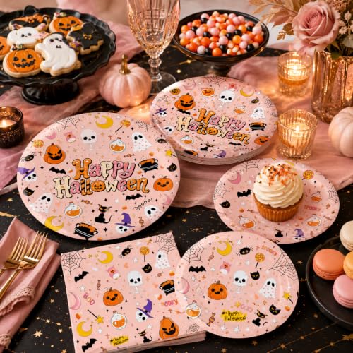 Halloween Plates and Napkins Set - 200 Pcs Party Tableware for Festive Events