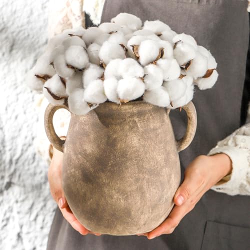 Retro Ceramic Flower Vase - 7.1-Inch Farmhouse Rustic Home Decor - Gift Idea
