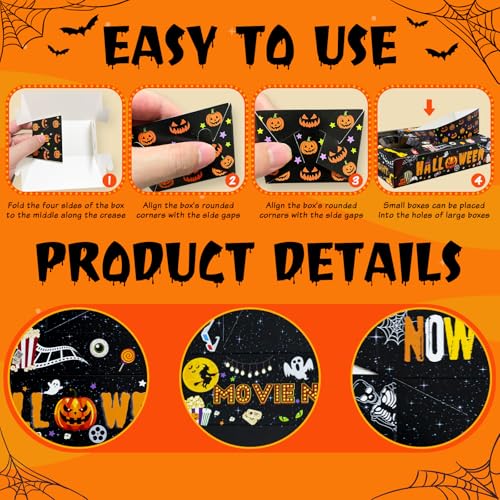 Movie Night Halloween Snack Trays Set - Pecopcock 48 Pcs Party Supplies