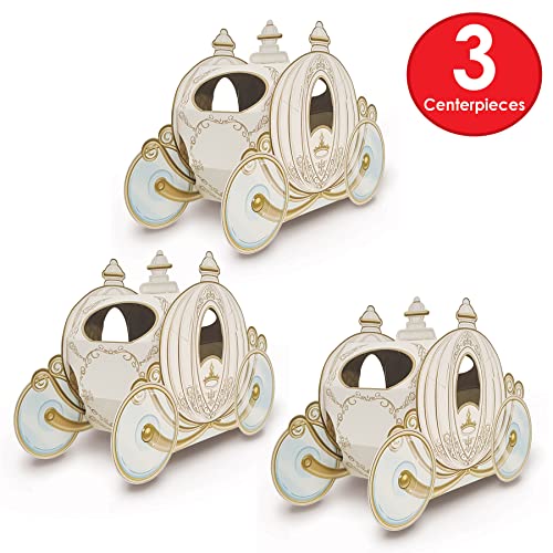 Princess Carriage Centerpieces Set of 3 - Royal Themed Birthday Party Decorations