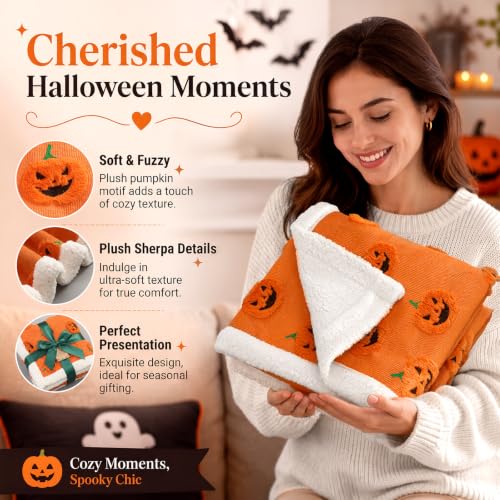 Halloween Pumpkin Throw Blanket 50x60 Inches - Festive Fleece Home Decor - Pumpkin Variation