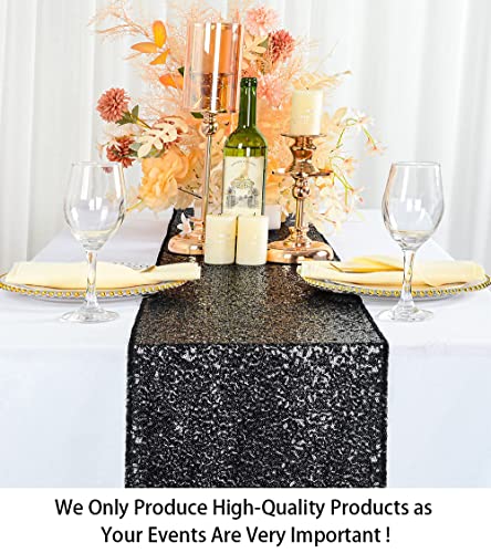 Black Sequin Wedding Table Runner 14x108 Inches Glitter for Events - Variation of THIS listing