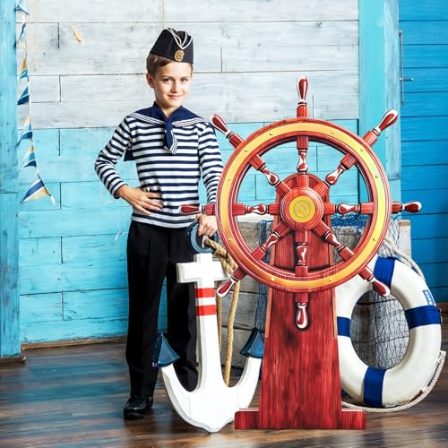 Large Nautical Ship Wheel Cardboard Cutout - Pirate Party & Halloween Decor