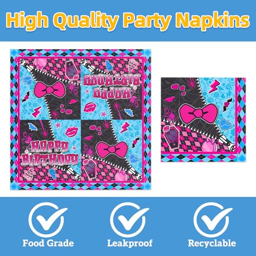 Monster Party Supplies Set for 20 Guests - Skull Plates & Napkins