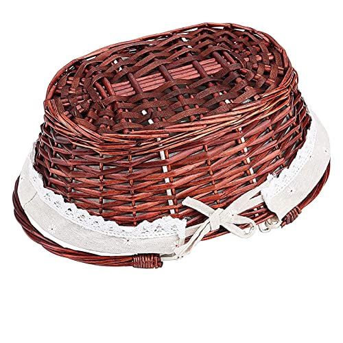 Small Wicker Picnic Basket Set with Linen Lining and Handles - Brown Willow Woven Baskets for Food and Gift Storage (2 Pieces)