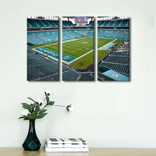 Miami Hard Rock Stadium Canvas Wall Art - 3 Panels, 28x14 Inch Each - Stadium Football Decor for Living Room & Bedroom - Variation 12