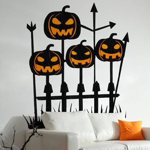 Pumpkin Jack-o-Lantern Halloween Wall Decal - Spooky Spooky Face Stickers