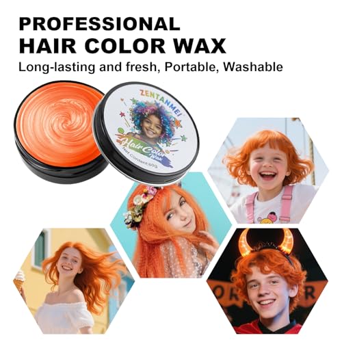 Temporary Hair Color Wax - Washable Bright Orange for Party & Cosplay
