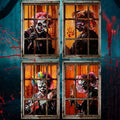 Halloween Window Curtains - Scary Clown Blood Pattern - 4 Pack, 80x120cm
