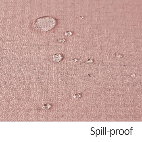 Maxmill Rectangle Waterproof Spillproof Weaved Pattern Tablecloth 70x52 Inch Pale Blush