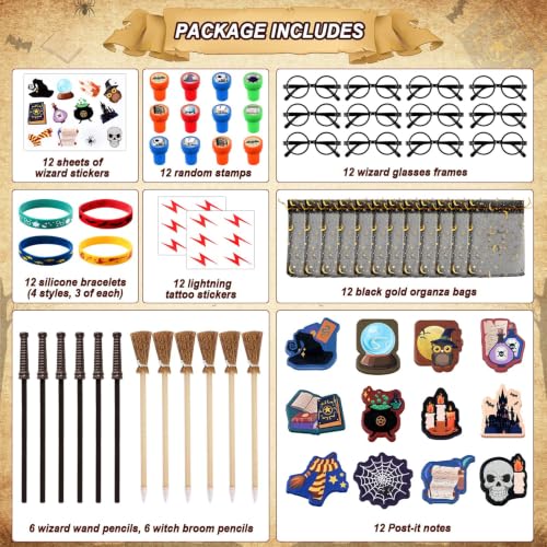 Wizard Party Favors Set with Wands Stickers Notebooks & Accessories - Bulk 96 Pieces