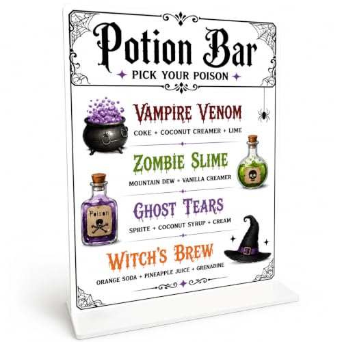 Potion Bar Sign with Base - Pick Your Poison Halloween Drink Menu - Gothic Acrylic Sign - Potion Bar 2