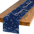 Blue Hexagram Hanukkah Table Runner 13x72 Inch - Holiday Kitchen Decor