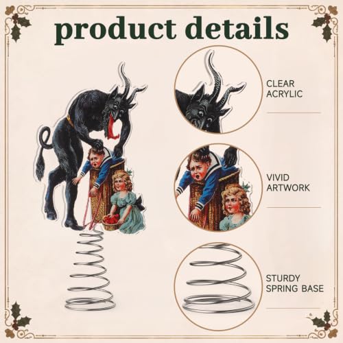 Krampus Christmas Tree Topper - Gothic Acrylic Holiday Ornament, 11 Inch