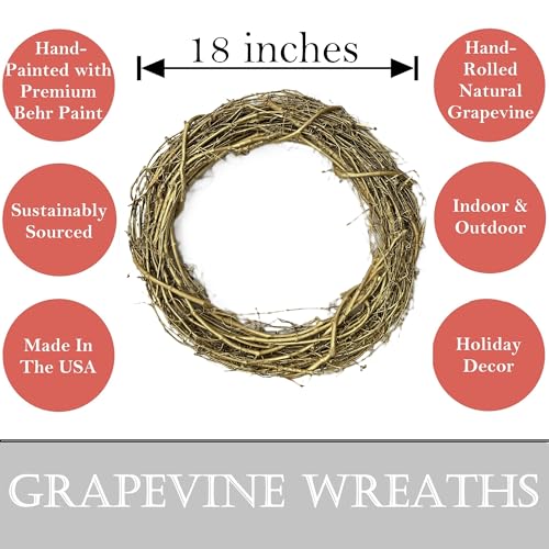 18-Inch Painted Grape Vine Wreath for DIY Craft Projects and Holiday Decor