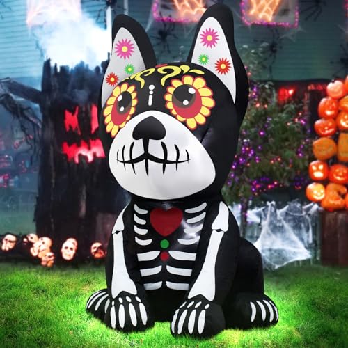 4FT Halloween Inflatable Skeleton Dog Outdoor Decoration - Skull Dog Variant