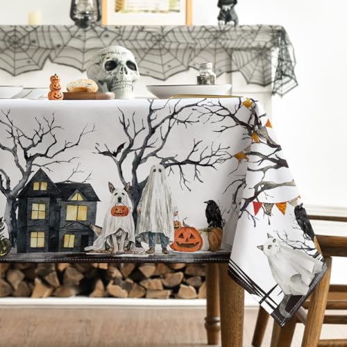 Halloween Tablecloth 60 x 104 Inch Rectangular Jack-O-Lantern Black and Orange