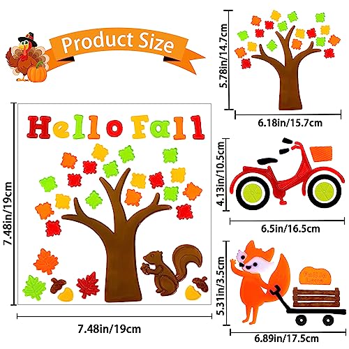 Fall Gel Window Clings Stickers - 6 Sheets Maple Leaf Pumpkin Fox Decor