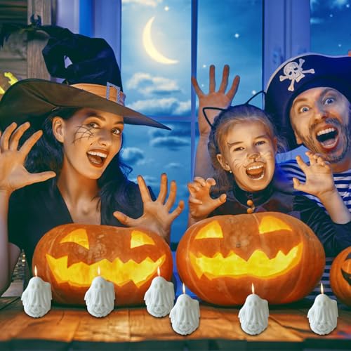 White Halloween Ghost Pumpkin Candle - Fragrant Decor for Home & Table - 2.76 x 2.36 inches