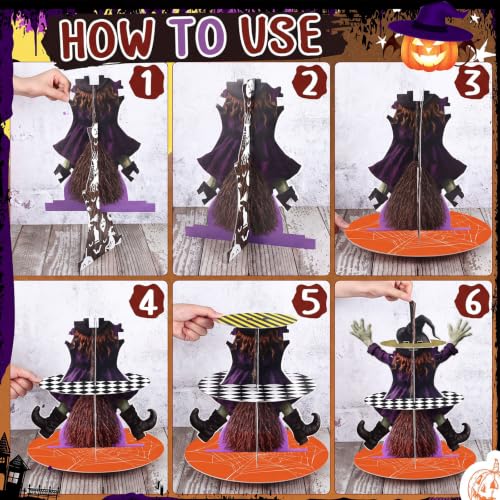 Halloween Witch Broom Cupcake Stand - 3 Tiers, Party Decoration, Witch Theme (Variation: Witch Broom)
