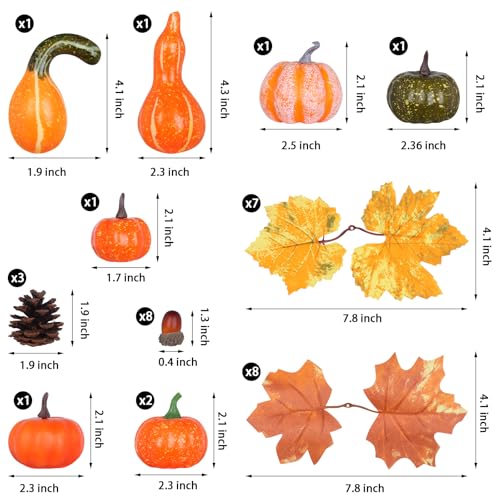 34PCS Fall Pumpkin Decor Set for Autumn Thanksgiving Home Celebration