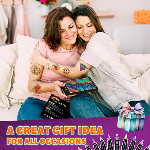 10Pcs Dual Tip Metallic Temporary Tattoo Markers for Skin - Safe Face & Body Paint Kit